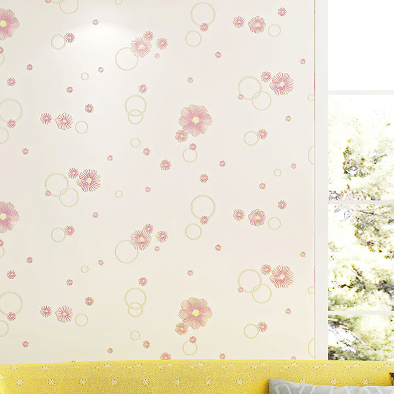Flower-Bubble Self Adhesive Wallpaper in Soft Color Country Style Wall Decor for Home, Easy to Remove