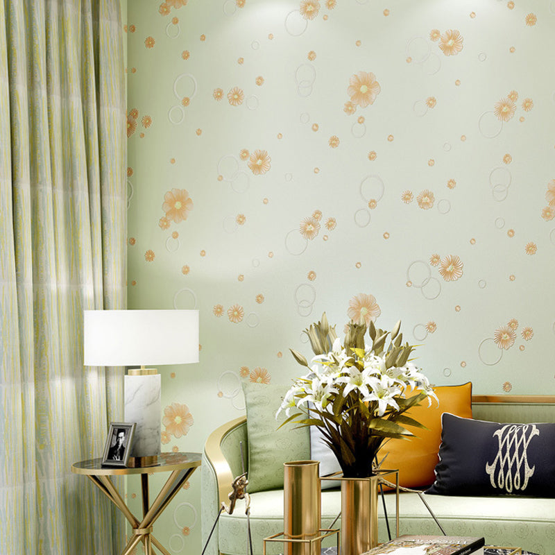 Flower-Bubble Self Adhesive Wallpaper in Soft Color Country Style Wall Decor for Home, Easy to Remove