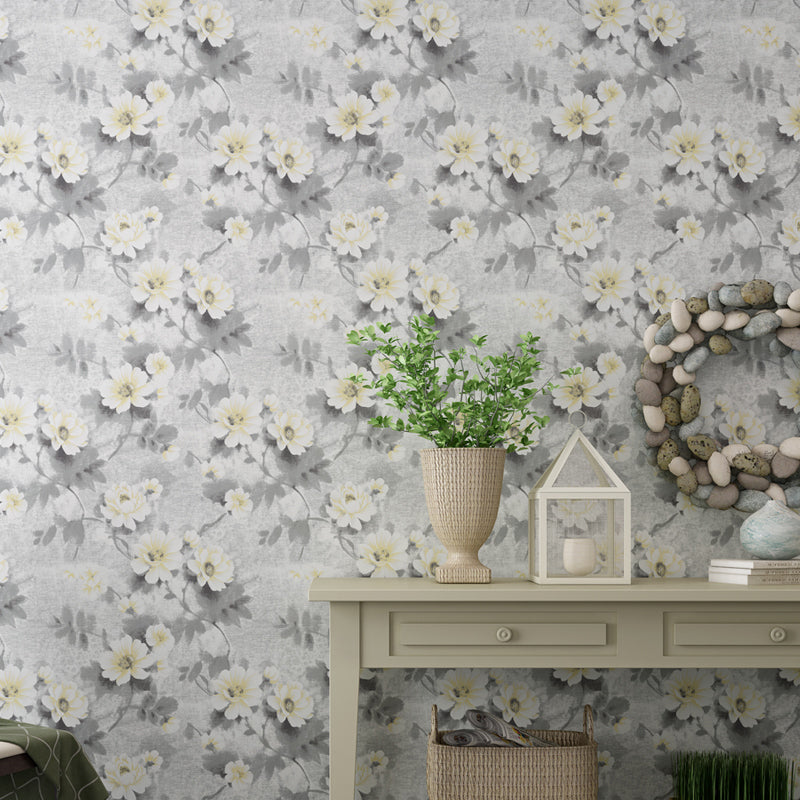 Rural Daisy Flower Wallpaper for Living Room 54.2-sq ft Wall Decor in Soft Color