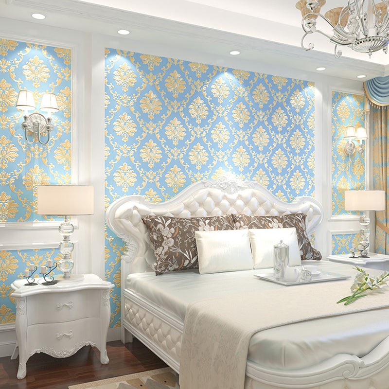 Lake Blue Victoria Wallpaper 54.2-sq ft Embossed Medallion Wall Decor for Bedroom