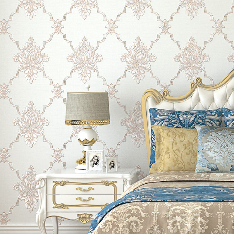 57.1-sq ft Jacquard Wallpaper European Quatrefoil Wall Covering in Pastel Color, Unpasted