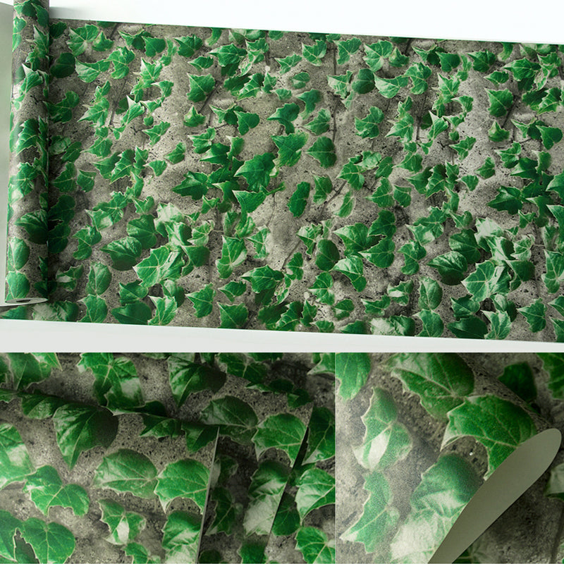 Creeper Plant Wallpaper Roll Countryside Smooth Wall Decor in Dark Color, Waterproof