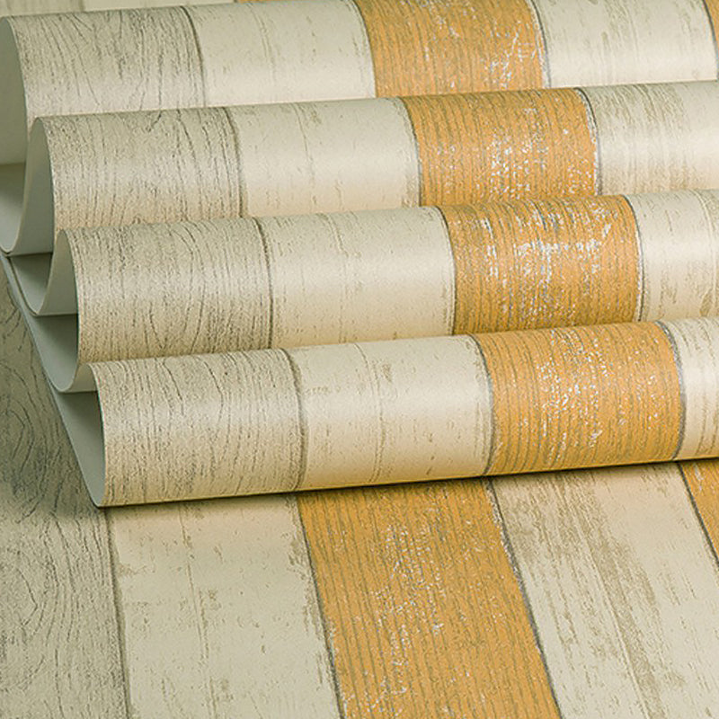 57.1-sq ft Wood Wallpaper for Living Room 2-Tone Stripe Wall Covering in Orange, Washable