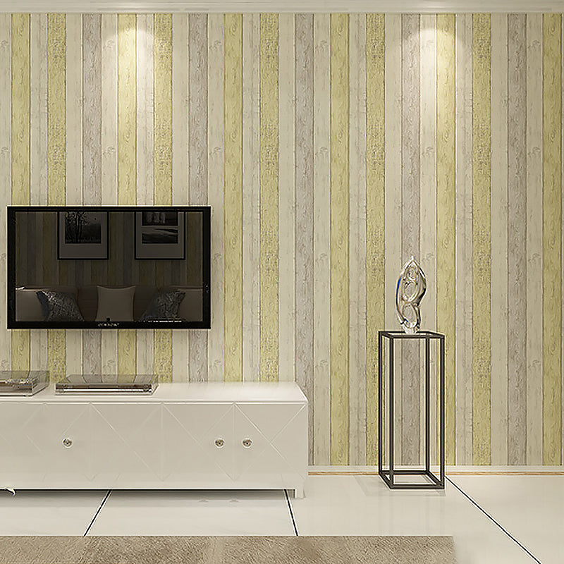 Rollo de papel tapiz de tablón de madera amarillo, decoración de pared para sala de estar, cabaña resistente a la humedad