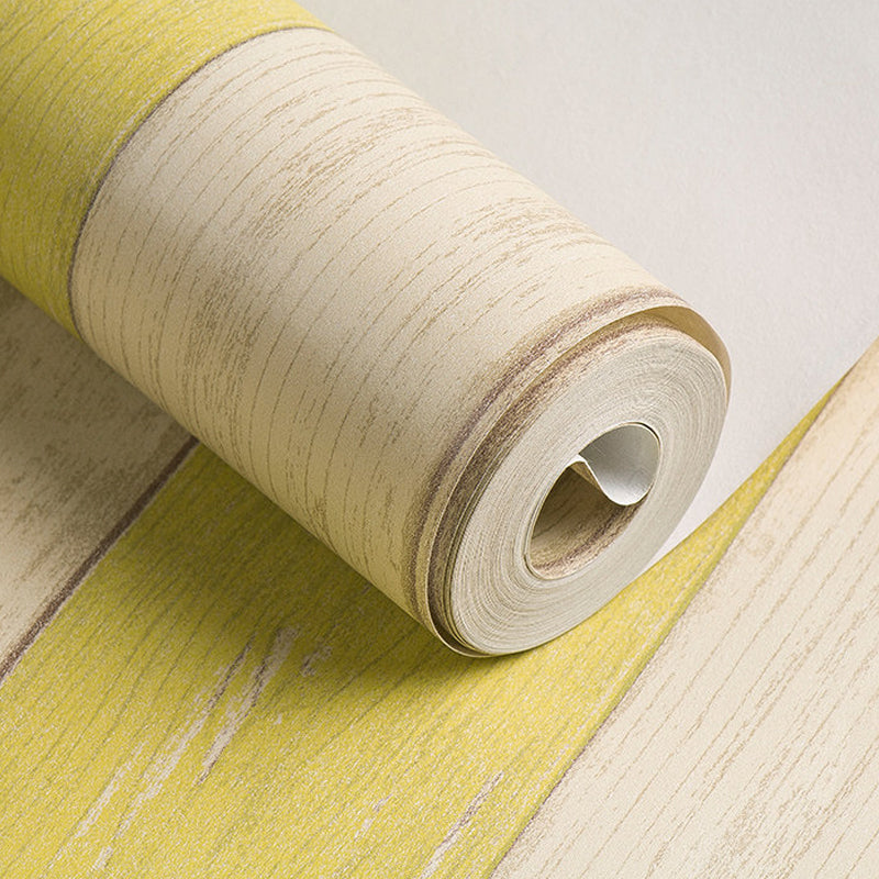 Rollo de papel tapiz de tablón de madera amarillo, decoración de pared para sala de estar, cabaña resistente a la humedad