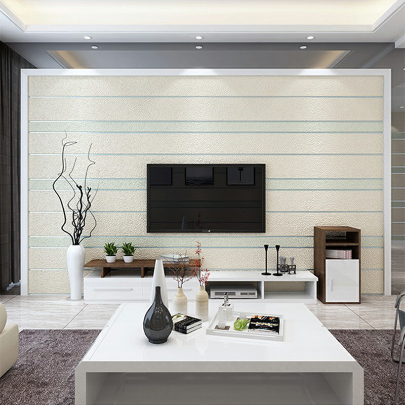 Minimalist Striped Wallpaper Flock Moisture Resistant Soft Color Wall Art for Living Room