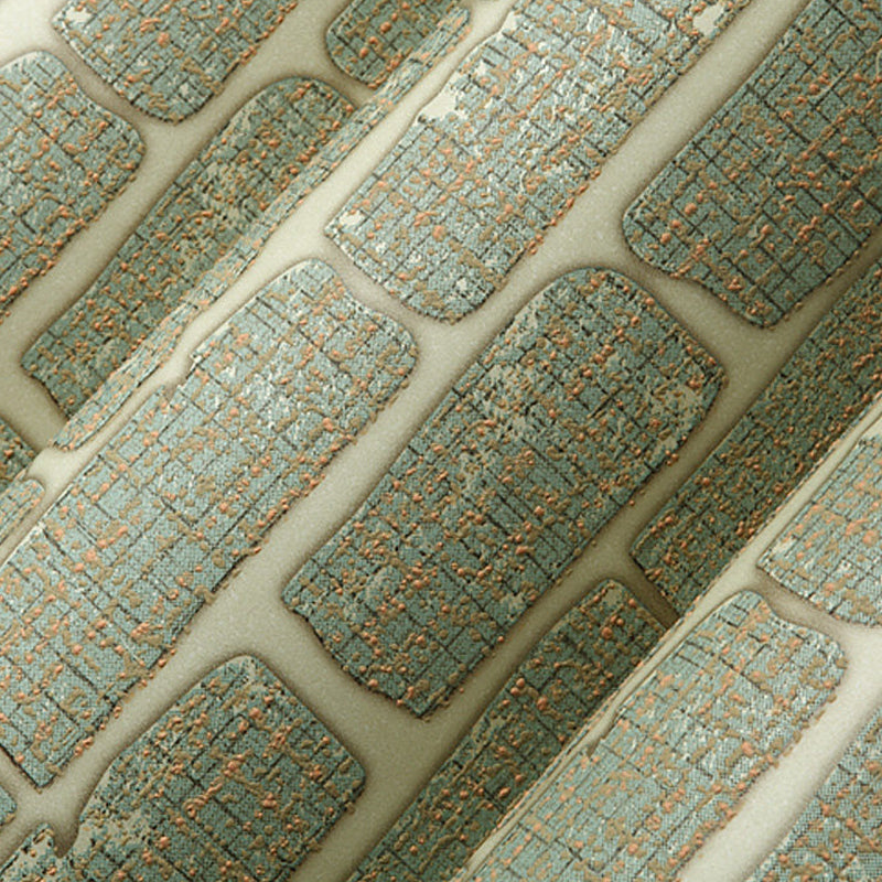 Construction Brick Wallpaper Roll Contemporary Flock Wall Covering in Dark Color