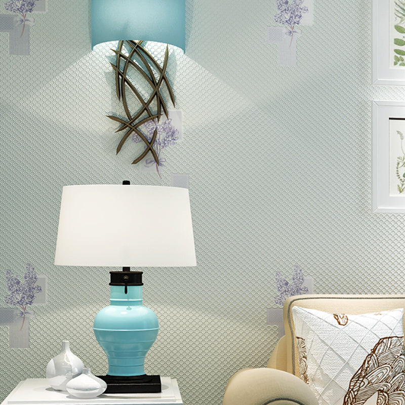 Floral Print Wallpaper Light-Color Cottage Wall Covering for Living Room, 57.1-sq ft