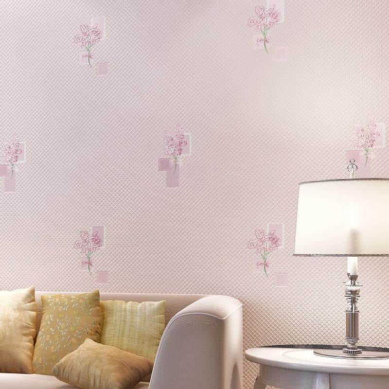 Floral Print Wallpaper Light-Color Cottage Wall Covering for Living Room, 57.1-sq ft