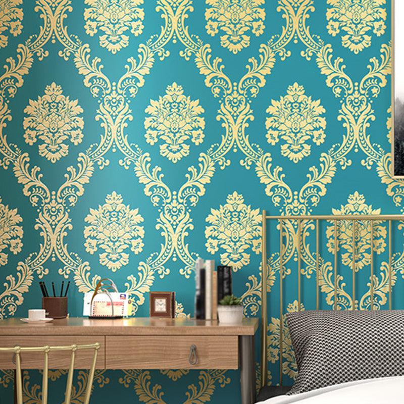 Medallion Damask Wallpaper Roll Luxe 3D Embossed Wall Decor in Bright Color, 54.2-sq ft