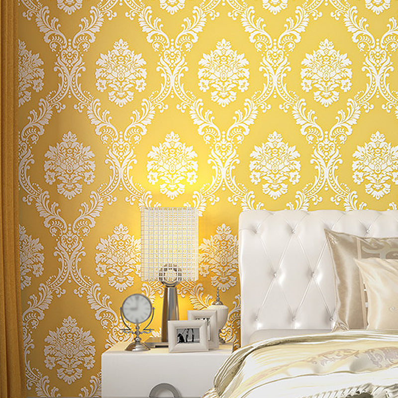 Medallion Damask Wallpaper Roll Luxe 3D Embossed Wall Decor in Bright Color, 54.2-sq ft