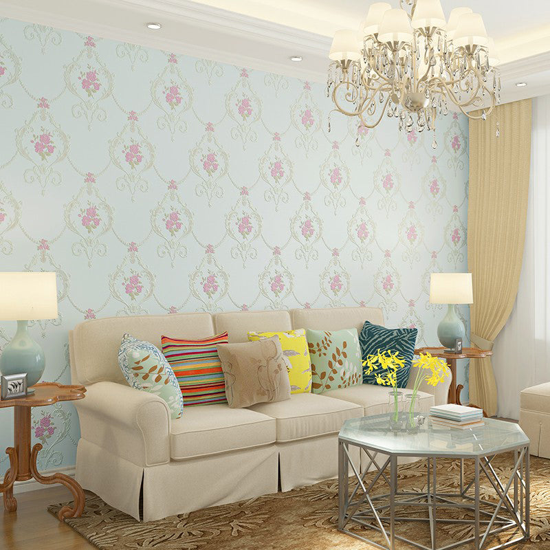 54.2-sq ft Embroidered Flower Wallpaper Soft-Color Non-Woven Wall Decor with Moisture Resistant Design