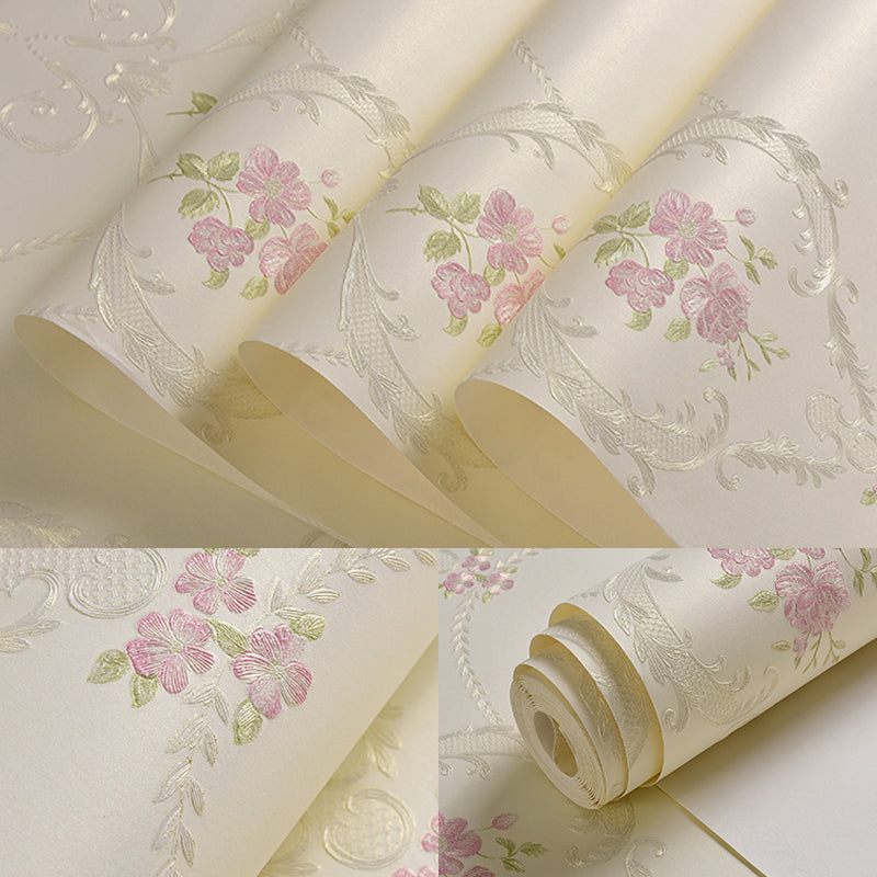 54.2-sq ft Embroidered Flower Wallpaper Soft-Color Non-Woven Wall Decor with Moisture Resistant Design