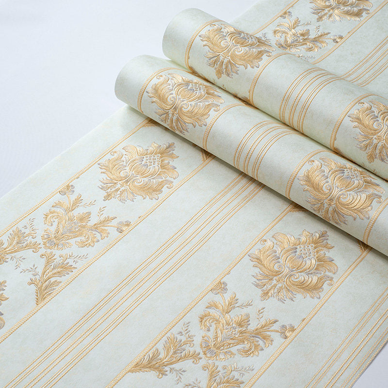 Victorian Damask Striped Wallpaper Soft-Color Waterproof Wall Decor for Living Room