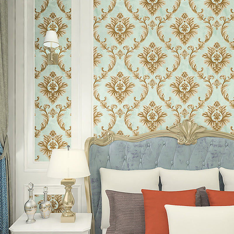 Light-Color Leaf Wallpaper Roll Jacquard Glam Moisture Resistant Wall Art for Bedroom