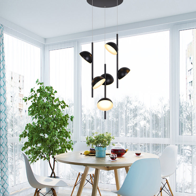 Postmodern Dome Pendse Light Metal 6/10 Luces de techo negro/blanco Luz para comedor con luz cálida/blanca