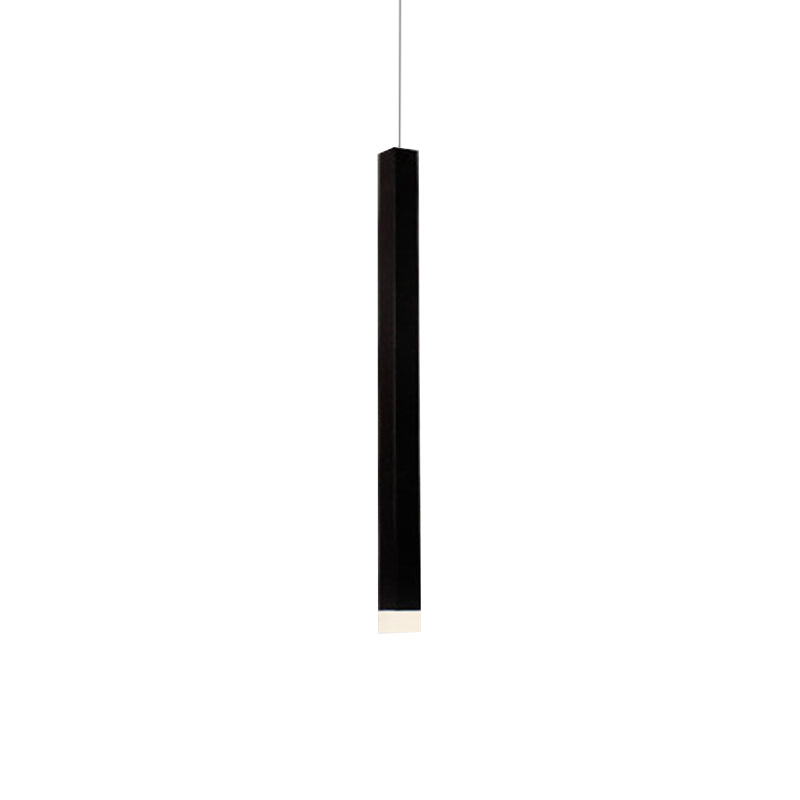 Slim Square Pendant Light Metal Modern 4 Lights Black Hanging Light in White/Warm Light
