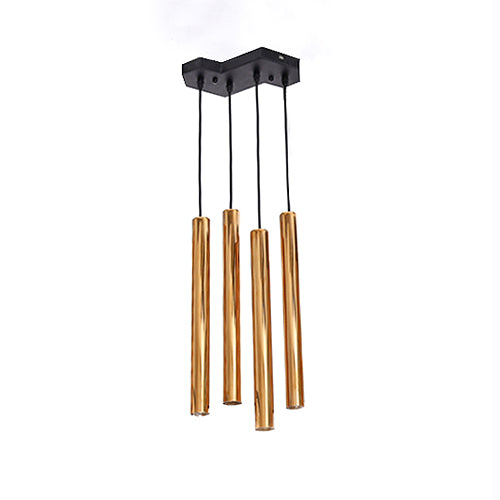Iluminación colgante de tuberías metal posmoderno 4/8/12 Luces Gold Integrated LED Light para restaurante