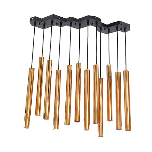 Iluminación colgante de tuberías metal posmoderno 4/8/12 Luces Gold Integrated LED Light para restaurante