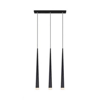Lumière de suspension conique moderne Métal 3 lumières Pending Pendant Lightture avec une canopée linéaire / ronde dans le chaud / blanc