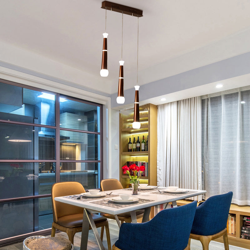 Iluminación marrón disminuyendo la luz del colgante de clúster de metal moderno 3 de luz para mesa de comedor