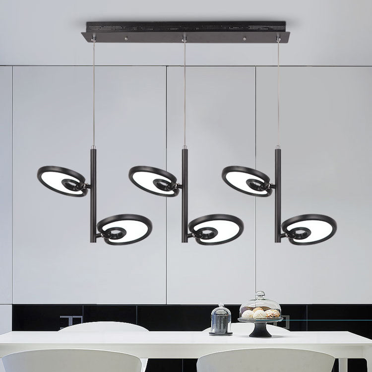 2/4/6 cabezas de hoja de colgante colgante de metal moderno de metal negro/blanco Luz colgante para comedor con luz cálida/blanca/neutra