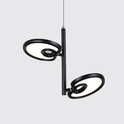 2/4/6 cabezas de hoja de colgante colgante de metal moderno de metal negro/blanco Luz colgante para comedor con luz cálida/blanca/neutra