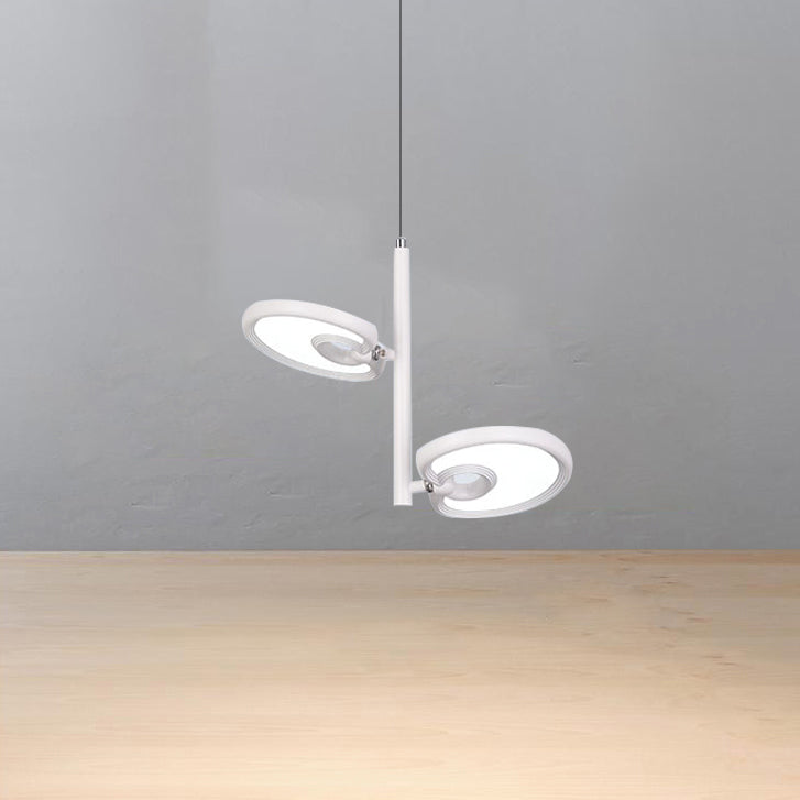 2/4/6 cabezas de hoja de colgante colgante de metal moderno de metal negro/blanco Luz colgante para comedor con luz cálida/blanca/neutra