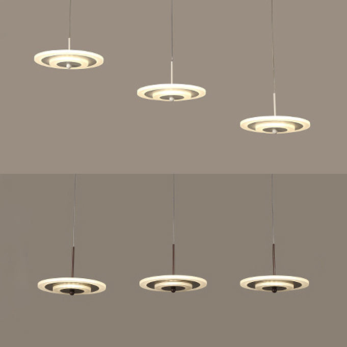 Luz de techo redondo blanco/marrón LED moderno de 3/6 ligeras colgantes de colgantes de acrílico en luz cálida/blanca/natural