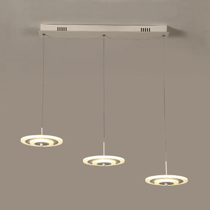 Luz de techo redondo blanco/marrón LED moderno de 3/6 ligeras colgantes de colgantes de acrílico en luz cálida/blanca/natural