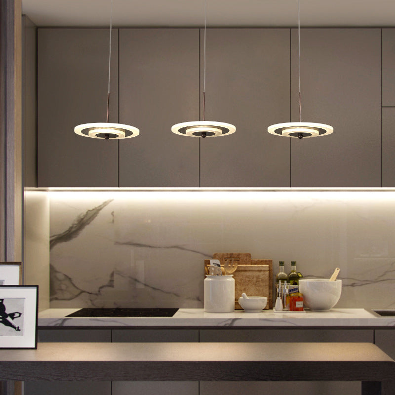 Luz de techo redondo blanco/marrón LED moderno de 3/6 ligeras colgantes de colgantes de acrílico en luz cálida/blanca/natural