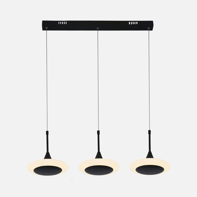 Luz de techo de trompeta negra Costilla de caída acrílica LED contemporánea con dosel redondo/lineal