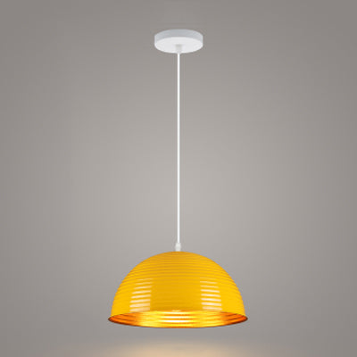 Luz colgante de tono de cúpula con luz de metal contemporáneo de metal rojo/amarillo/luz colgante, 12 "/16" /19.5 "de ancho