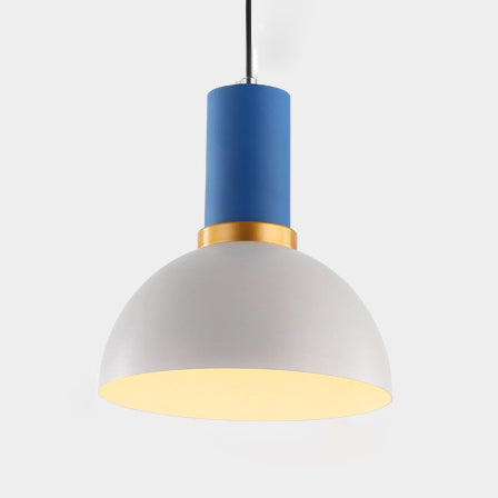 Bowl/Cone/Funnel Metal Hanging Ceiling Light Minimalist 1 Light Blue/Pink/Yellow Pendant Lamp