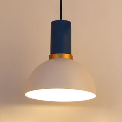 Bowl/Cone/Funnel Metal Hanging Ceiling Light Minimalist 1 Light Blue/Pink/Yellow Pendant Lamp