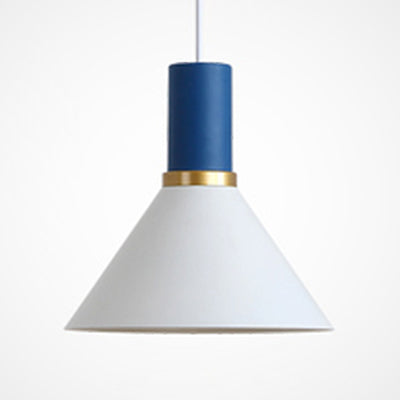 Bowl/Cone/Funnel Metal Hanging Ceiling Light Minimalist 1 Light Blue/Pink/Yellow Pendant Lamp