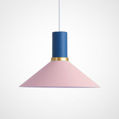 Bowl/Cone/Funnel Metal Hanging Ceiling Light Minimalist 1 Light Blue/Pink/Yellow Pendant Lamp
