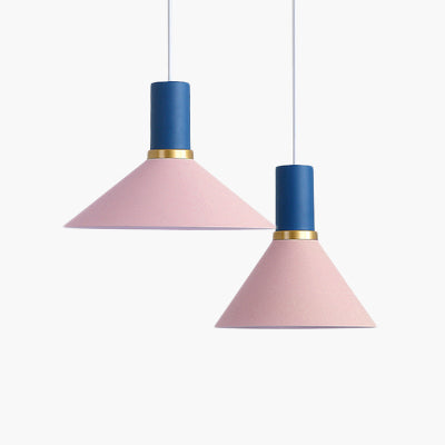 Bowl/Cone/Funnel Metal Hanging Ceiling Light Minimalist 1 Light Blue/Pink/Yellow Pendant Lamp