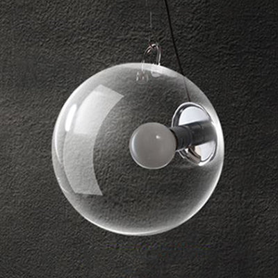 10 "/ 12" W Ball Flush Mount Light Simplicité Verre transparent 1 lumière chromée à chasse d'eau