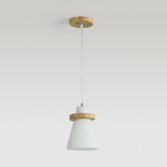 Lámpara colgante de sombra cónica blanca con dosel redondo de estilo simple iluminación colgante de vidrio de leche en blanco para el cargo