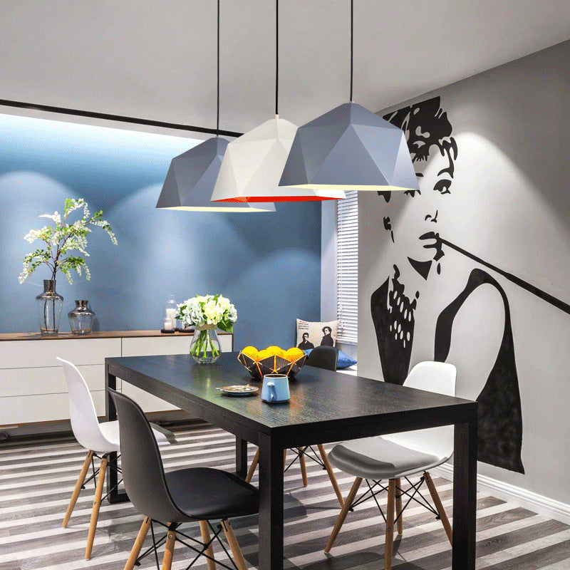 Modern Facet Bowl Hanging Light Metal Single Light Suspension Light for Library Bedroom