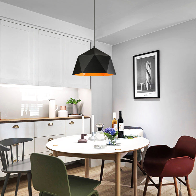 Modern Facet Bowl Hanging Light Metal Single Light Suspension Light for Library Bedroom