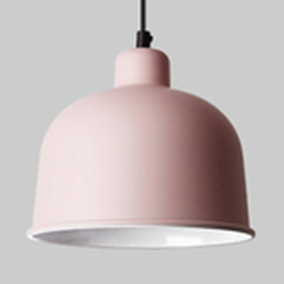 Bowl Shade Hanging Light Single Head Macaron Style Aluminum Pendant Lamp for Restaurant