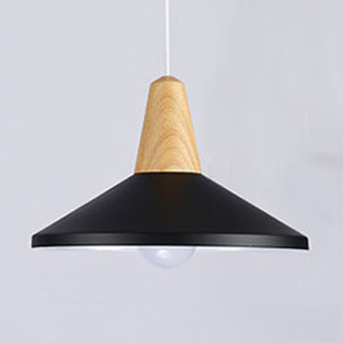 One Head Suspension Light Nordic Stylish Aluminum & Wood Pendant Light for Study Room