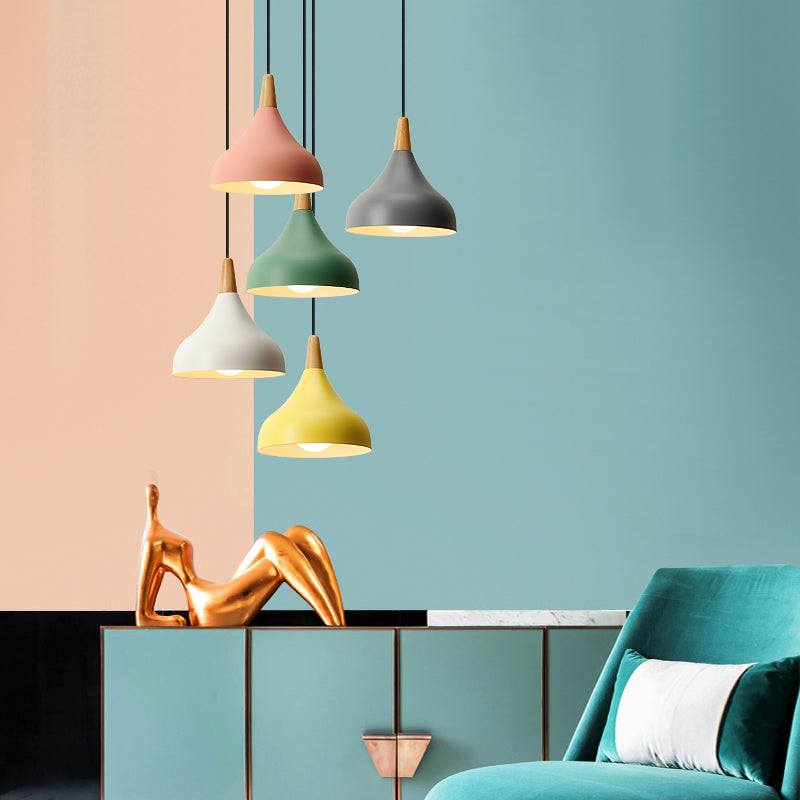 Metal Onion Ceiling Pendant Light Kindergarten One Light Macaron Loft Pendant Lamp