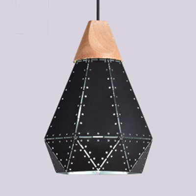 Forma colgante de forma de diamante metálico negro/gris/blanco 1 luz moderna monocromática luz colgante para escalera de cocina