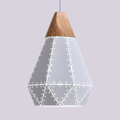 Forma colgante de forma de diamante metálico negro/gris/blanco 1 luz moderna monocromática luz colgante para escalera de cocina