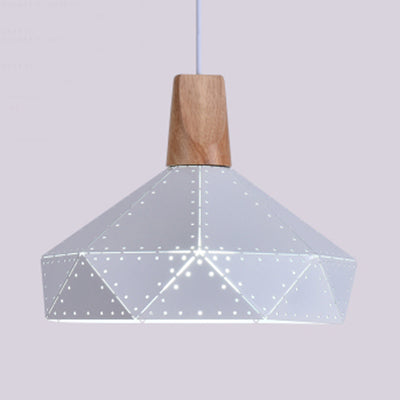 Forma colgante de forma de diamante metálico negro/gris/blanco 1 luz moderna monocromática luz colgante para escalera de cocina