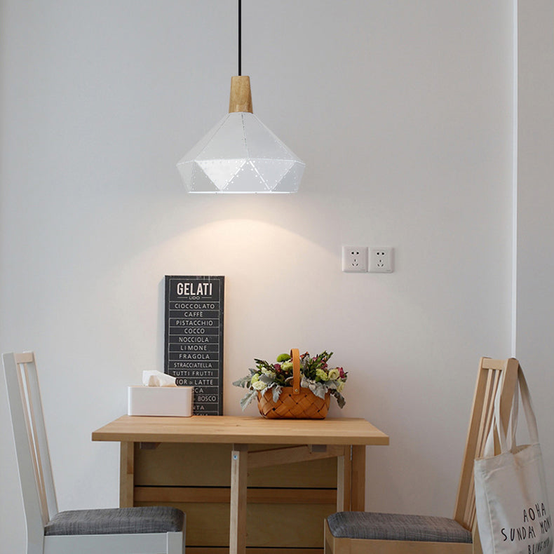 Forma colgante de forma de diamante metálico negro/gris/blanco 1 luz moderna monocromática luz colgante para escalera de cocina