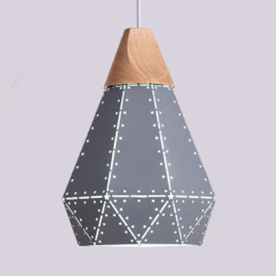Forma colgante de forma de diamante metálico negro/gris/blanco 1 luz moderna monocromática luz colgante para escalera de cocina